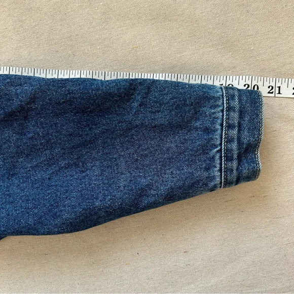 VTG Urgent Gear Sports Wear Dark Wash Cropped Denim Jean Jacket Size XL/18 - Picture 10 of 11